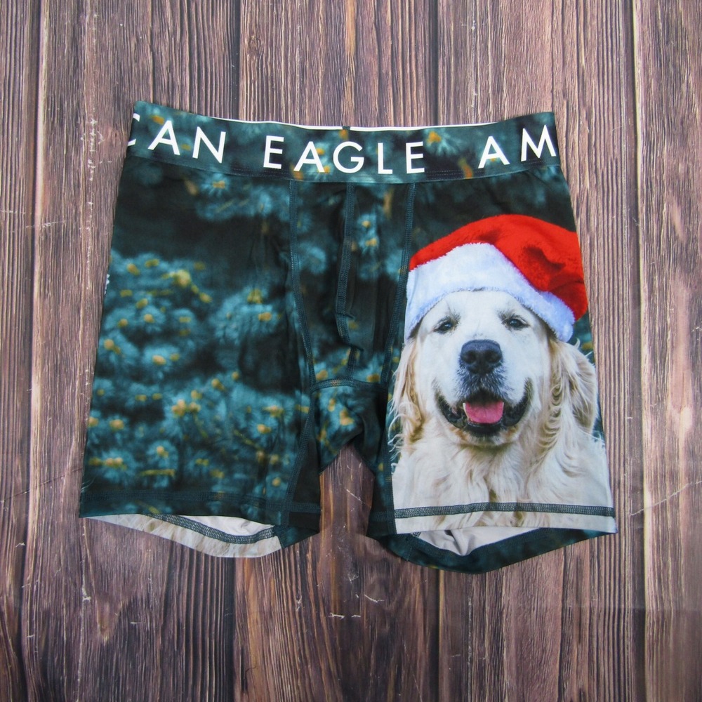 American Eagle NEW NWT Mens Medium Boxer Briefs Dog Christmas Xmas Gift Stocking